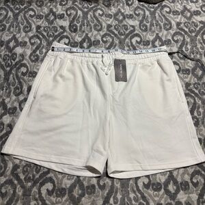 NimenJoja White Fleece Drawstring Shorts Size XXL